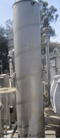 100 gallon Stainless Steel Receiver Tank, 20" diameter x 72" straight side, 2" pipe side inlet, 2" center