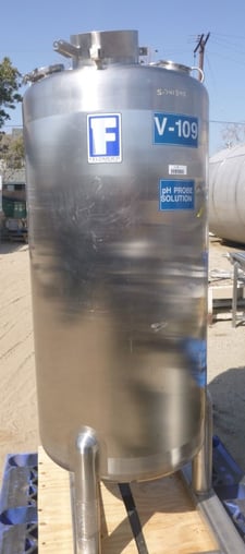 125 gallon Feldmeier, Sanitary Vacuum Tank, Stainless Steel, 24" diameter x 52" straight side, 8" manhole