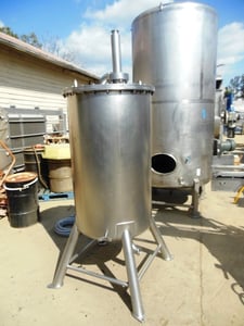 125 gallon Stainless Steel Tank, 28" diameter x 48" straight side, 3" top inlet & side bottom outlet, 2"