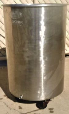 28 gallon Oscar Fisher, Stainless Steel Tank, 18" diameter x 25" straight side, 1" bottom side discharge