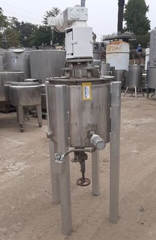 45 gallon Stainless Steel Jacketed & Agitated Tank, 24" diameter x 23" straight side, 1" diameter Center