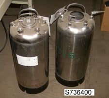 5 gallon Millipore, Stainless Steel Tank, 9.5" diameter x 17" straight side, 100 psi liquid (2 available)