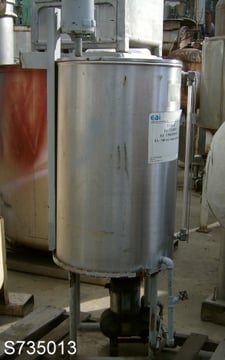 50 gallon CIP Tank, Stainless Steel, 22" diameter x 36" straight side Tank, 1/2" diameter x 28" L agitation