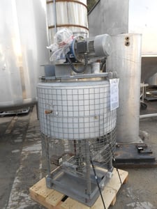55 gallon Stainless Steel Mix Tank, 36" diameter x 18" straight side, 1.5" center bottom outlet, 3" inlet, 3