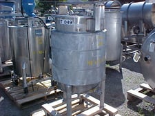 63 gallon Stainless Steel Tank, 23" diameter x 35" straight side, (4) internal baffles, 1.5" diameter Outlet