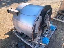 65 gallon Stainless Steel Tank, 28" x 2', 1" dia. Center bottom outlet, 6" x 6" top hatch