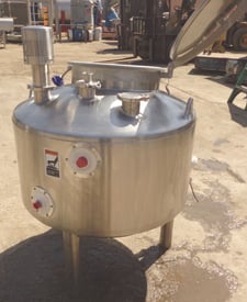 75 gallon Walker, Stainless Steel Tank, 32" diameter x 22" straight side, 3" top inlet, 3" center bottom