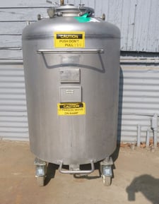92 gallon Bowa, Stainless Steel Jacketed Tank, 28" diameter x 30" straight side, 1" bottom center discharge