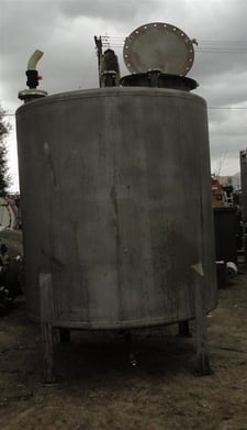 1300 gallon Dynachem, Stainless Steel Tank, 60" diameter x 76" straight side, 3" center bottom discharge, 24"