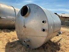 2250 gallon Stainless Steel Single Wall Storage Tank, 7' diameter x 7' straight side, 10" diameter Center