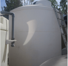 3500 gallon Rotonics, Plastic Storage Tank, 8' diameter x 8' 6" straight side, 22" diameter Top manway