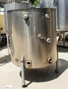 300 gallon Stainless Steel Tank, 44" diameter x 46" straight side, 2" side bottom discharge, (6) 2" side