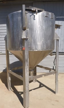 400 gallon Langsenkamp, Stainless Steel Tank, 53" diameter x 34" straight side, 24" H cone, 6" center bottom