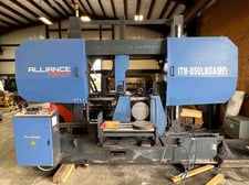 34" x 34" Alliance Tech #ITM-850LMGA(RF), horizontal band saw, 30.4' x2.5" x.063" blade, 12.5/15 HP, 2018
