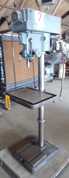 15" Clausing #16VT-1, single spindle drill, 4.75" spindle travel, 500-4000 RPM, 3/4 HP, #2MT