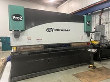200 Ton, Piranha #Pro-2, CNC hydraulic press brake, 2-Axis, 14' overall, 146" between housing, 8" stroke, 2008