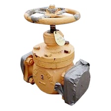 3" Ammonia Valve, Handle diameter: 9" Inlets/outlets: (2) 3" diameter ports with 6"