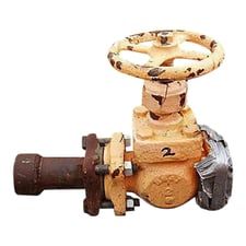 2" In-Line Ammonia Valve, Handle diameter: 7" Inlets/outlets: (2) 2" diameter ports with 4-1/2" L x 4-1/2"