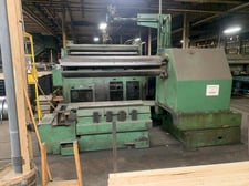 20000 lb. Minster, servo feedline, 74" x .125" straightener, 7-roll, entry & exit pinch rolls, 72" OD