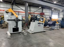 12000 lb. Coil Tech #24-1200, coil feed line, 26.62" W x .150" stock, 7-rolls, 4-leaf mandrel, adj coil