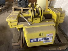 1 Ton, Wright, electric hoist with pendant controls & trolley, serial #531-23-2325