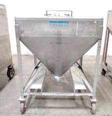 140 gallon Mueller, Stainless Steel portable powder totes, 6" discharge butterfly valves