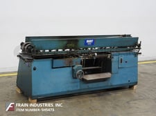 Mateer Burt #AU404, automatic, roll thru, hot glue wrap labeler, dual belt container handling, mechanical
