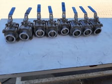 2" Ladish, Manual Ball Valve, Stainless Steel, 1000 psi, Tri-clamp, Lot of (8 available) Valves