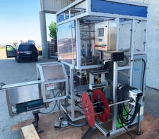 PDC #R-200, Shrink Sleeve Labeler, set up for 18.5-oz jars, 3" diameter Sleeve forming tube, 4.5" x 10'