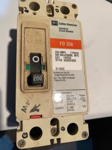 200 Amps, Cutler-Hammer, FD-35K, 600 Volts breaker, 2-pole