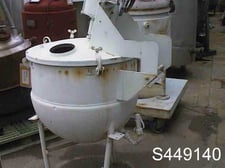 40 gallon Stainless Steel kettle, top hinged cover, jacketed, 15 psi, 1" center bottom discharge