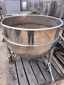 100 gallon Groen #N100-SP, Stainless Steel kettle, jacketed, 400 psi, opne top, dish bottom
