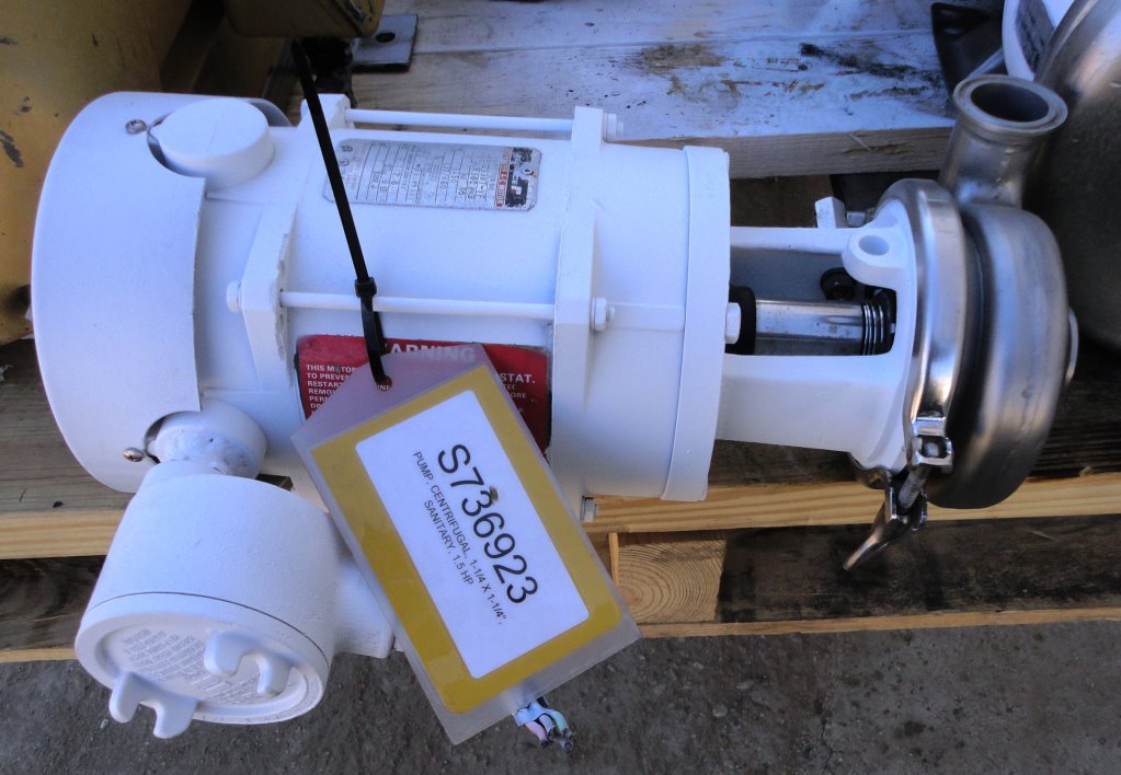 Sanitary Stainless Steel centrifugal pump, 2 HP, 1.25" inlet, 1.25" outlet (2 available)