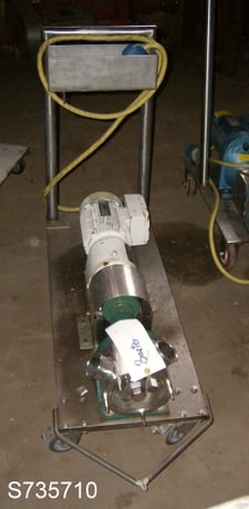 Stainless Steel positive displacement pump, 1 HP, 2" inlet/outler, portable on cart w/wheels