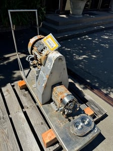 Waukesha #030, 316 Stainless Steel positive displacement pump, 5 HP, 1.5" inlet/outlet, portable on cart