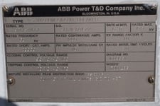 1200 Amp, ABB, R3, 15.5 KV, VACUUM, 125VDC C+T, 20kA SHORT
