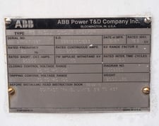 2000 Amp, ABB, R-3, 15.5 KV, VACUUM, 125VDC C+T, 20kA SHORT