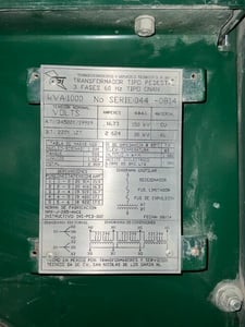 1000 KVA 34500Y/19919 Primary, 220Y/127 Secondary, 3 phase, Padmount Transformer
