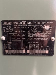 750 KVA 16340 Delta Primary, 240 Delta Secondary, 3 phase, Padmount Transformer, New