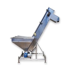 10" wide, Stainless Steel inclined cleated belt conveyor, 50" loading height, 83" discharge height