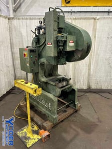25 Ton, Rousselle #3F, OBI press, 4" stroke, 10-3/4" Shut Height, 15" throat, 20" x14" bed, 2 HP, 135 SPM