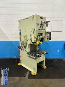 45 Ton, Komatsu #OBS545-2, gap frame press, 3.94" stroke, 9.84" Shut Height, 5 HP, 50-100 SPM, 1986