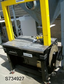 Interlake #M, Box Strapper/Band Wrapper, 26" x 33" table, foot actuated, hand held feed, 1988