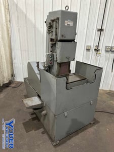 8" x 107" Engelberg belt grinder, 24" x 11" table area, 6 HP