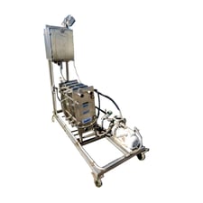 62 sq.ft., APV, HTST Heat Exchanger Skid, (92) Plates, (3) Dividers, 5" x 19.5", 2 HP, 208-230/460V