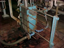 120 sq.ft., Alpha Laval, Stainless Steel plates, 100 psi, 250&deg;F, North draw off cooler, plate exchanger