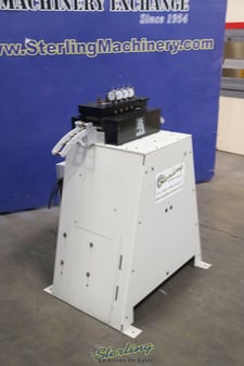 4" x .08" Used PA Industries #SS49LAS, flip top roll straightener, (9) 1.5" diameter rolls, easy strip