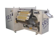 SRC Systems #6100, rewinder, 24" working width, 40" roll diameter, 3" unwind/rewind shaft