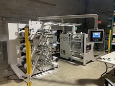 SRC Systems #SP06, 6 head spooling line, 19" spool diameter, 19" material width, 40" parent roll diameter