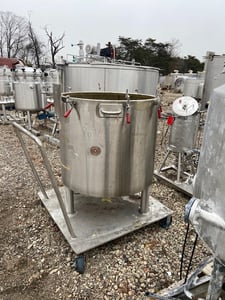 140 gallon Lee, Stainless Steel jacketed tank, 36" dia. x 34" straight side, 100 psi/FV, 1996